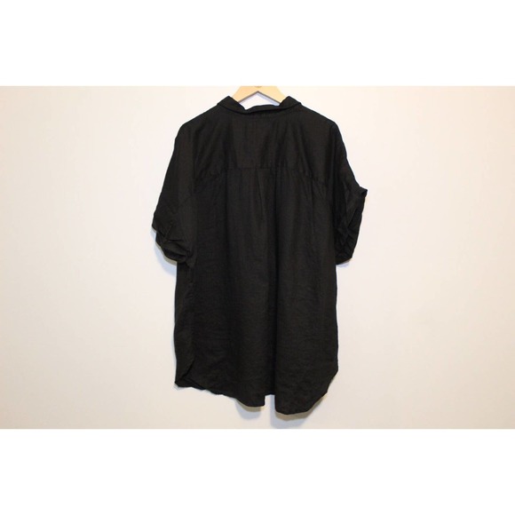 Lauren Ralph Lauren Linen Short Sleeve Button Up Shirt Black Plus Size 3X H13997 - Picture 6 of 9